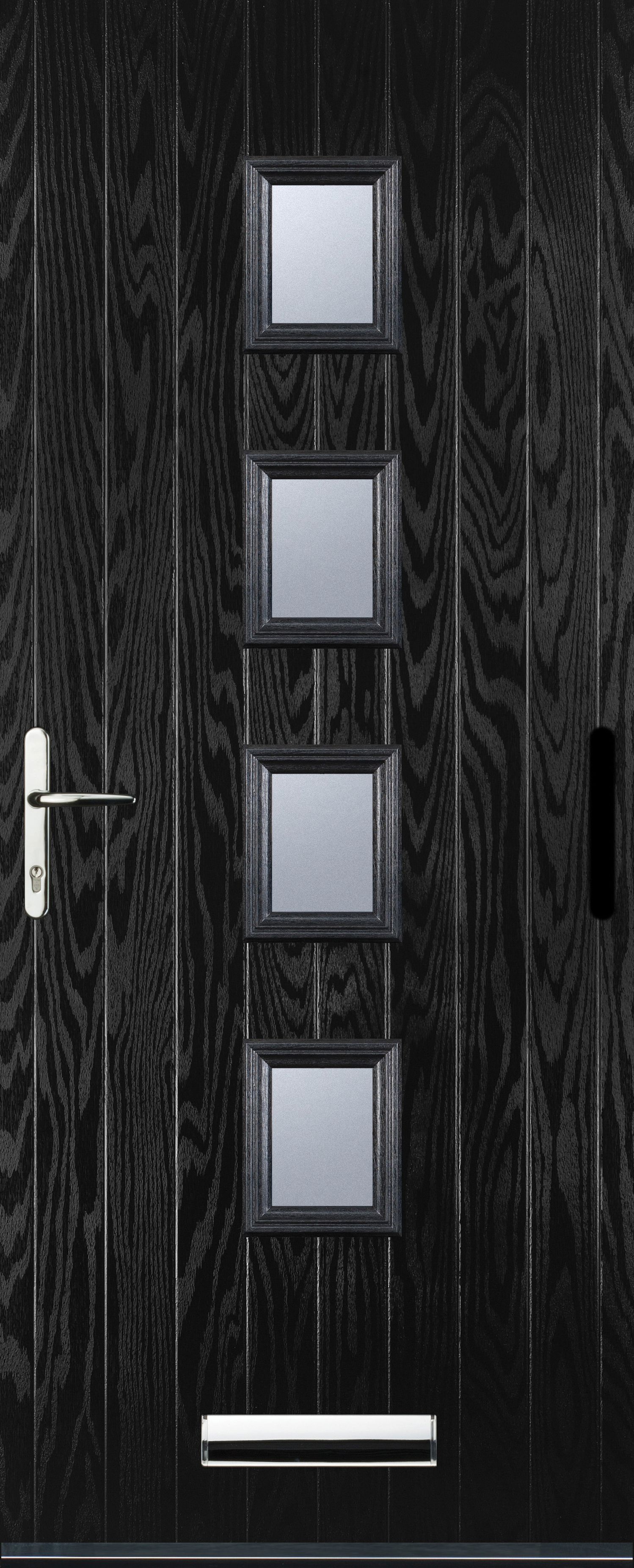 Image of Euramax 4 Square Right Hand Black Composite Door - 840 x 2100mm