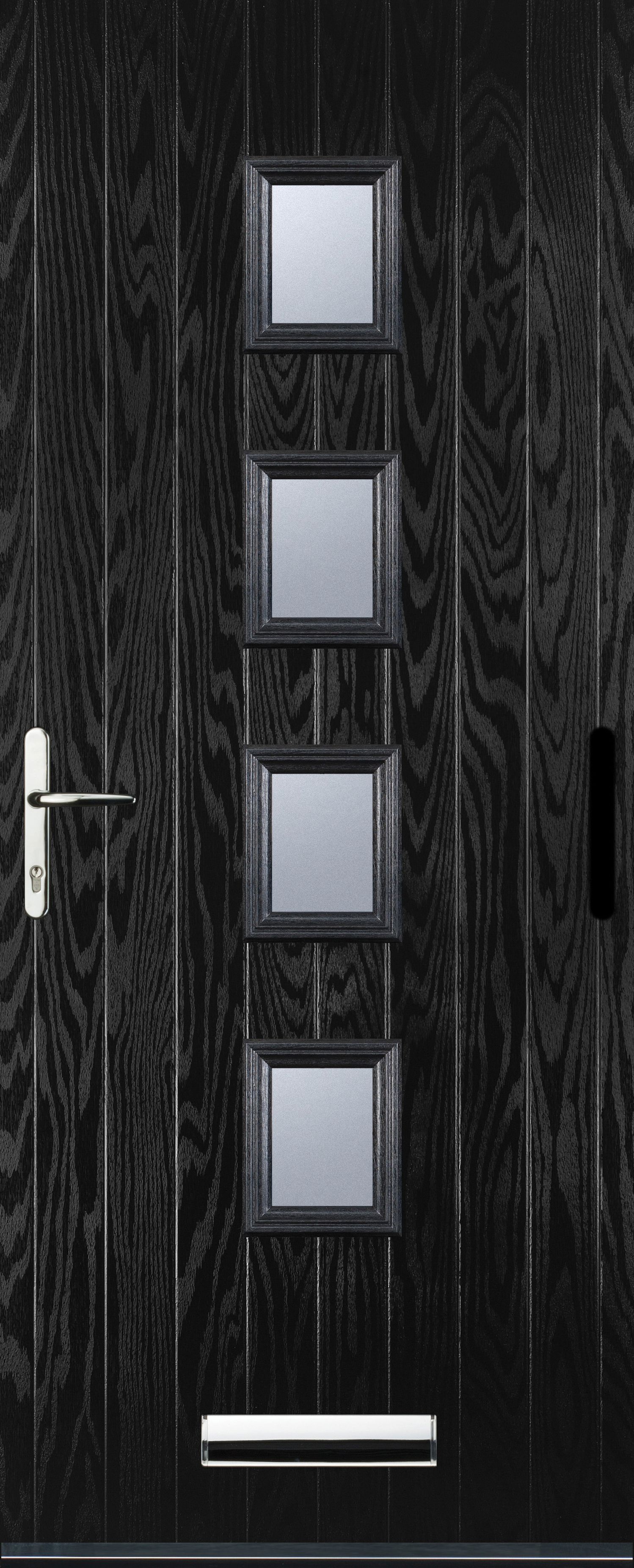 Euramax 4 Square Right Hand Black Composite Door - 840 x 2100mm