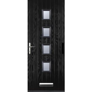 Image of Euramax 4 Square Right Hand Black Composite Door - 840 x 2100mm