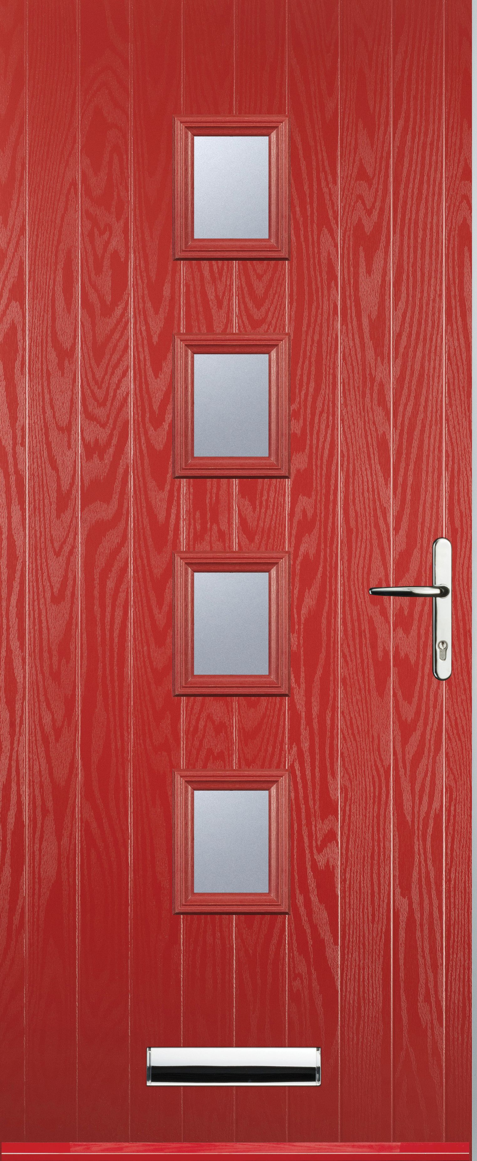 Image of Euramax 4 Square Left Hand Red Composite Door - 920 x 2100mm
