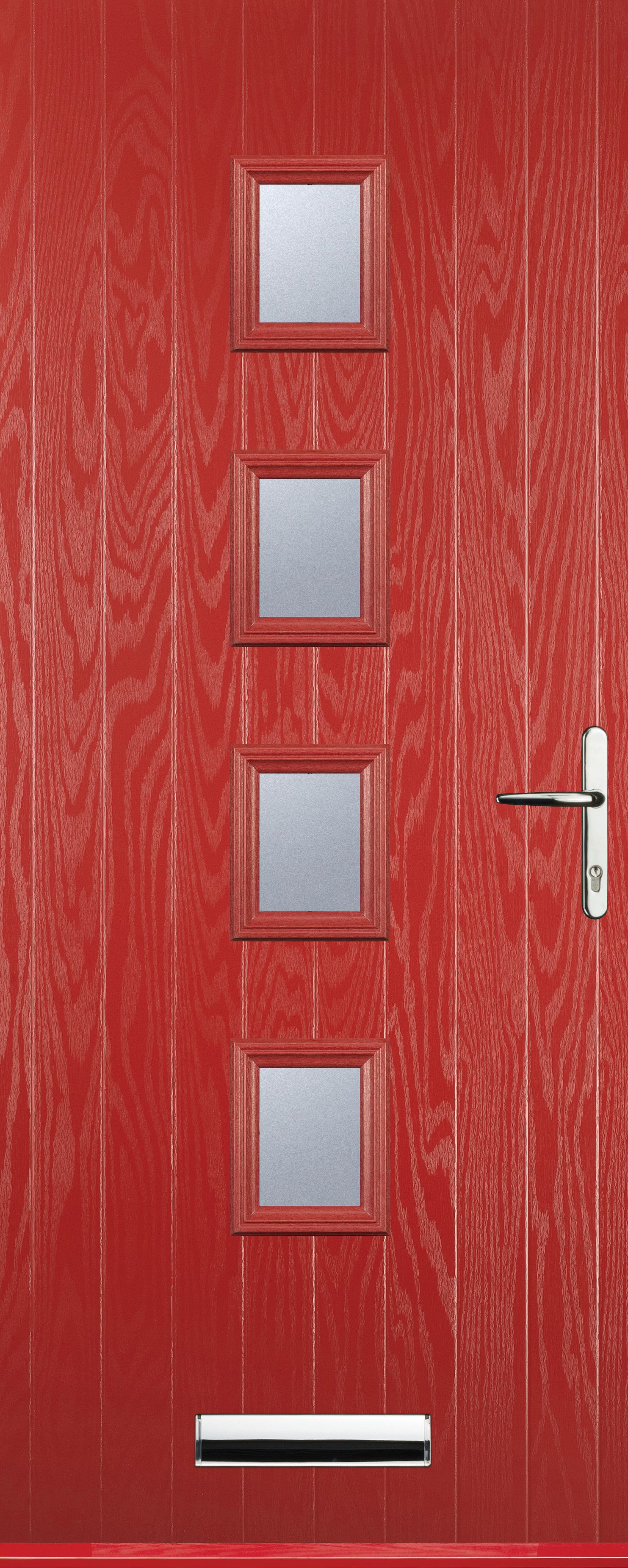 Image of Euramax 4 Square Left Hand Red Composite Door - 880 x 2100mm