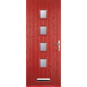 Image of Euramax 4 Square Left Hand Red Composite Door - 880 x 2100mm