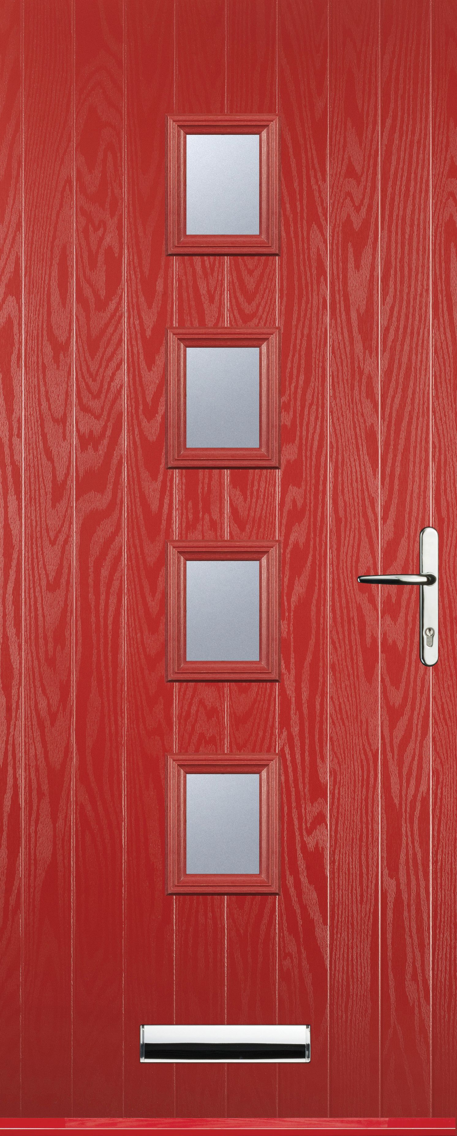 Image of Euramax 4 Square Left Hand Red Composite Door - 840 x 2100mm