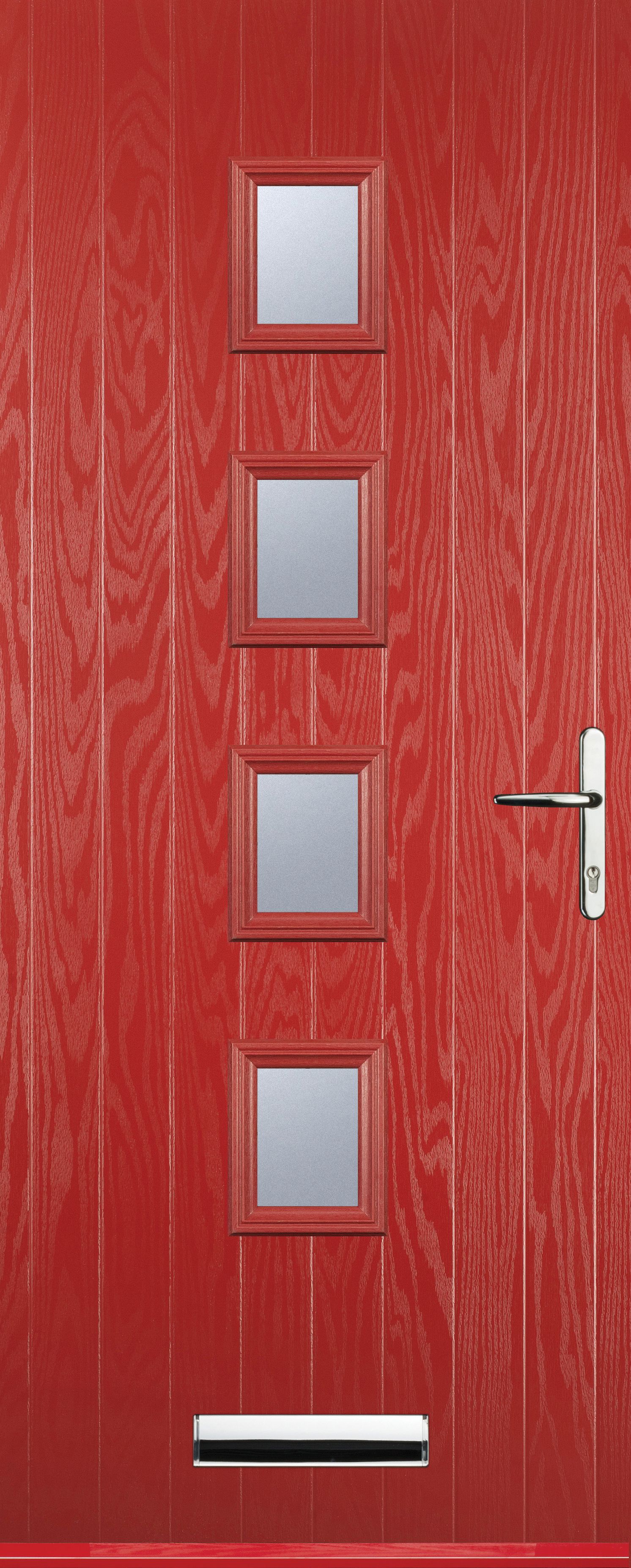 Euramax 4 Square Left Hand Red Composite Door - 840 x 2100mm