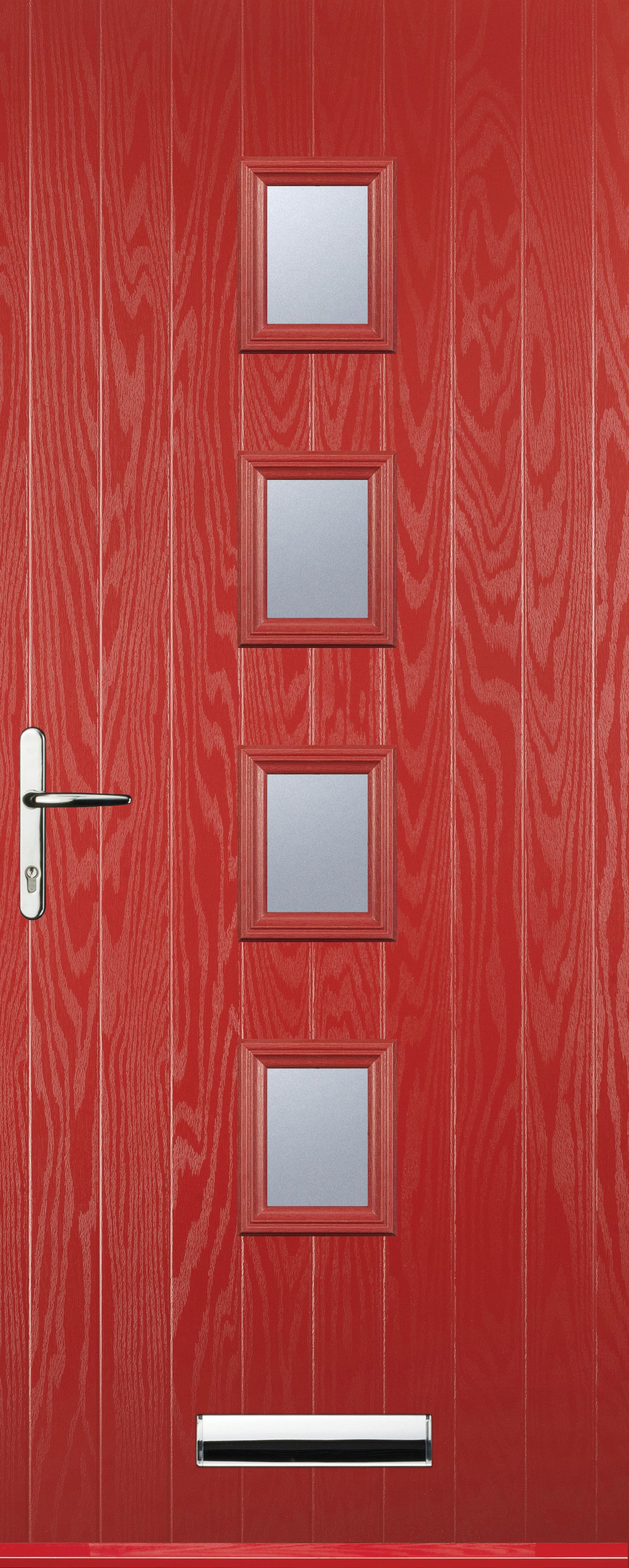 Image of Euramax 4 Square Right Hand Red Composite Door - 920 x 2100mm