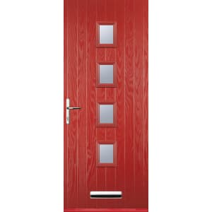 Image of Euramax 4 Square Right Hand Red Composite Door - 920 x 2100mm
