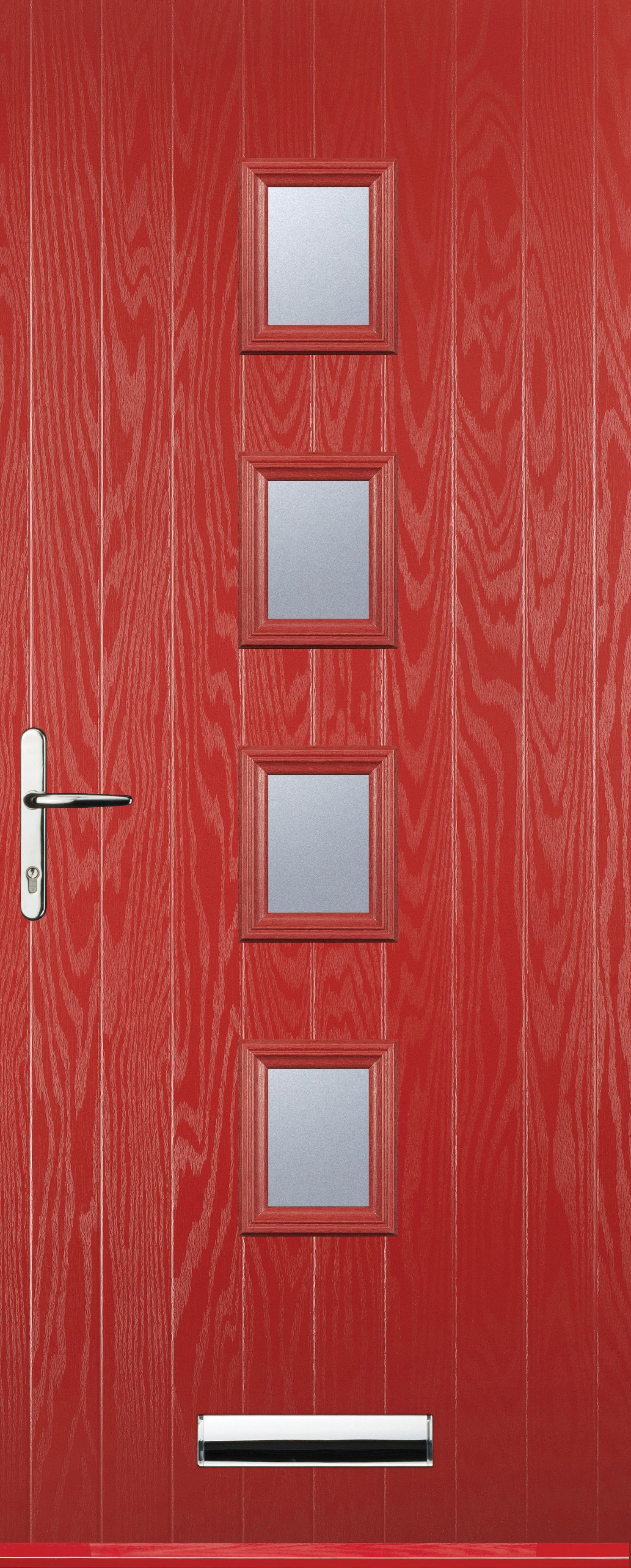 Euramax 4 Square Right Hand Red Composite Door - 880 x 2100mm