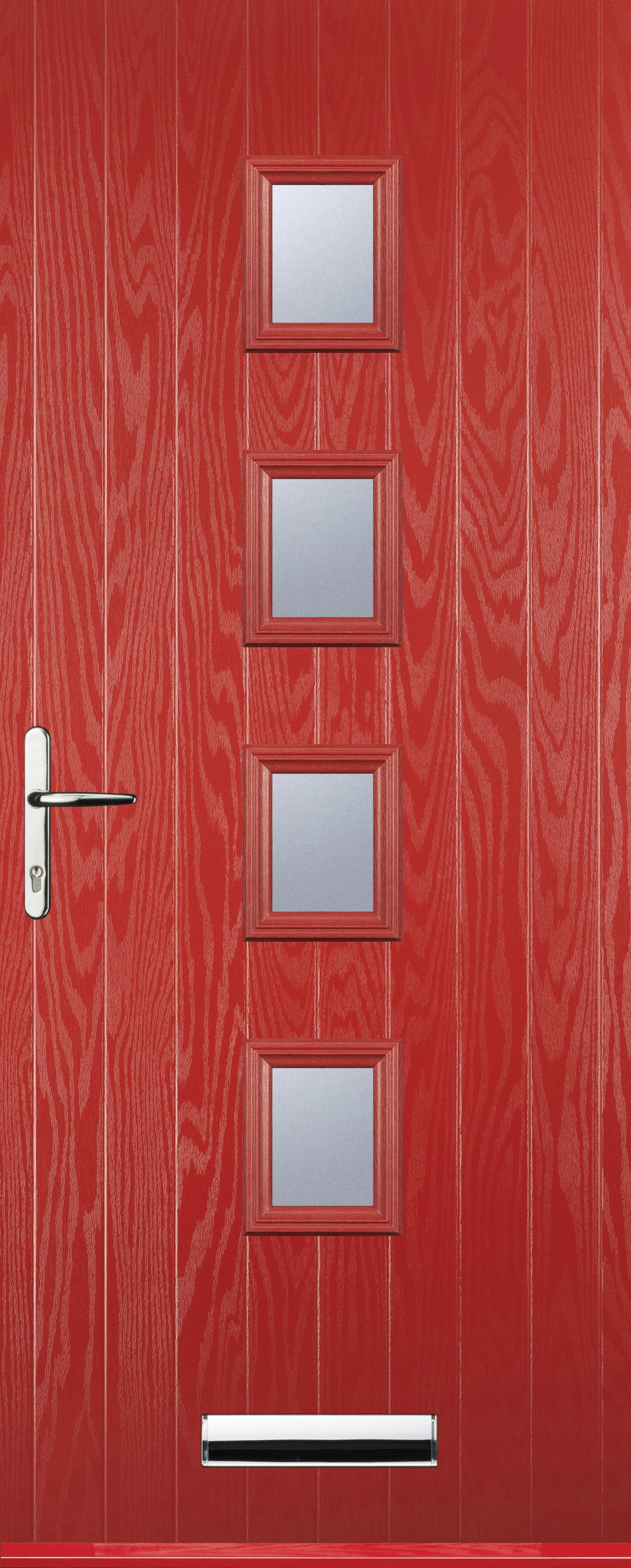 Image of Euramax 4 Square Right Hand Red Composite Door - 840 x 2100mm