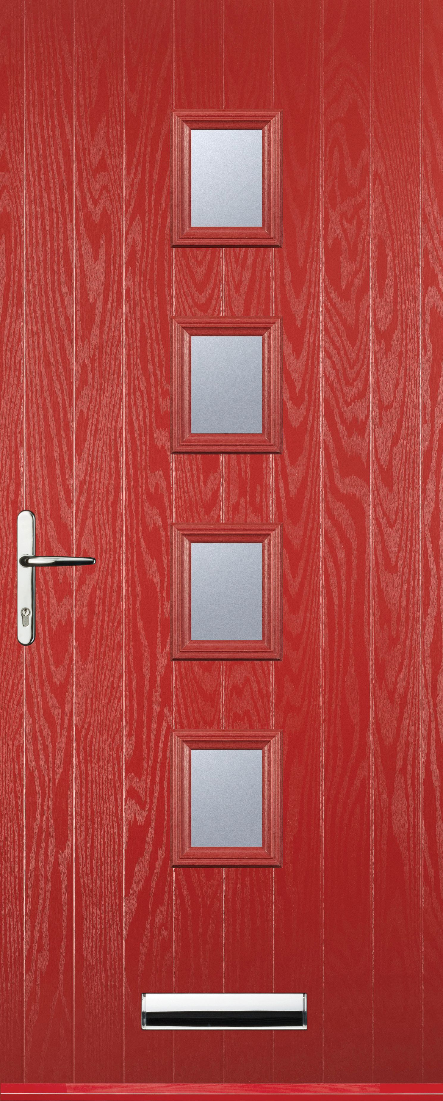 Euramax 4 Square Right Hand Red Composite Door - 840 x 2100mm