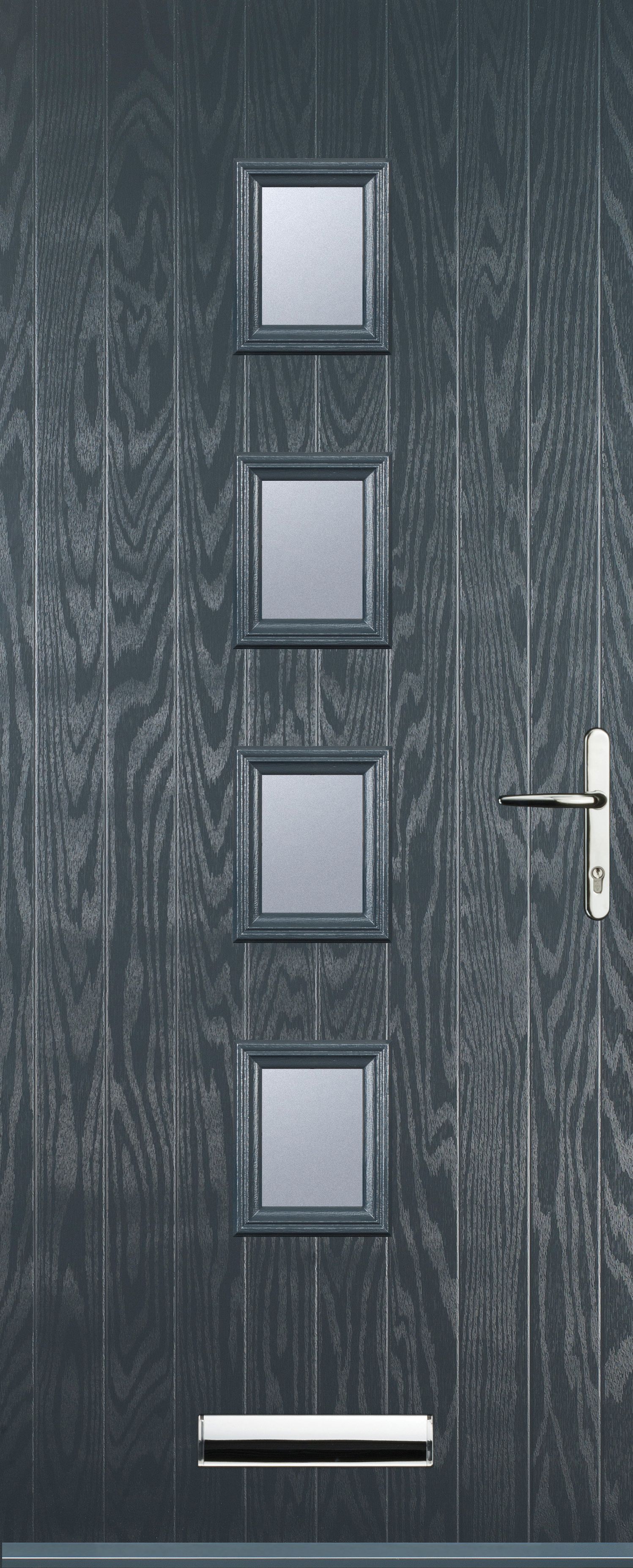 Image of Euramax 4 Square Left Hand Grey Composite Door - 880 x 2100mm