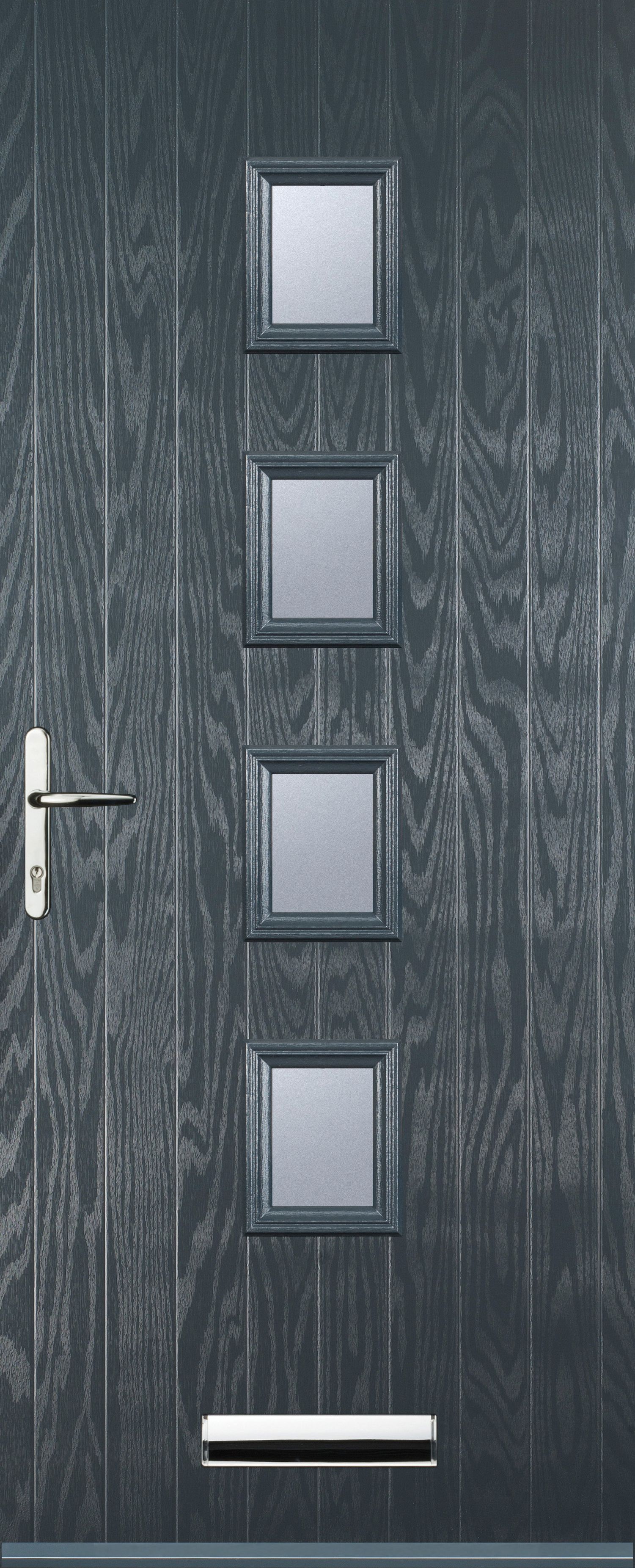 Image of Euramax 4 Square Right Hand Grey Composite Door - 880 x 2100mm