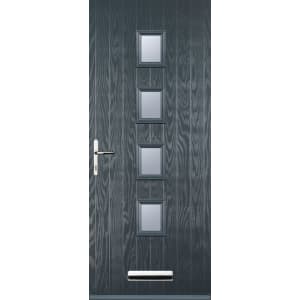 Image of Euramax 4 Square Right Hand Grey Composite Door - 880 x 2100mm