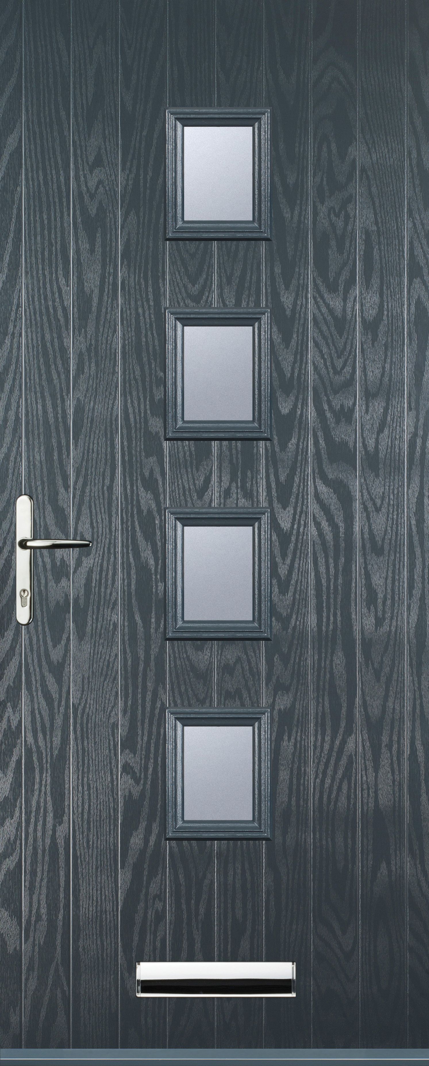 Image of Euramax 4 Square Right Hand Grey Composite Door - 840 x 2100mm