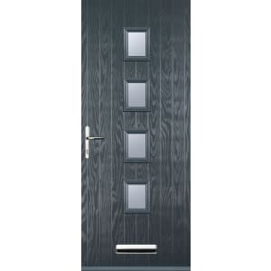 Image of Euramax 4 Square Right Hand Grey Composite Door - 840 x 2100mm