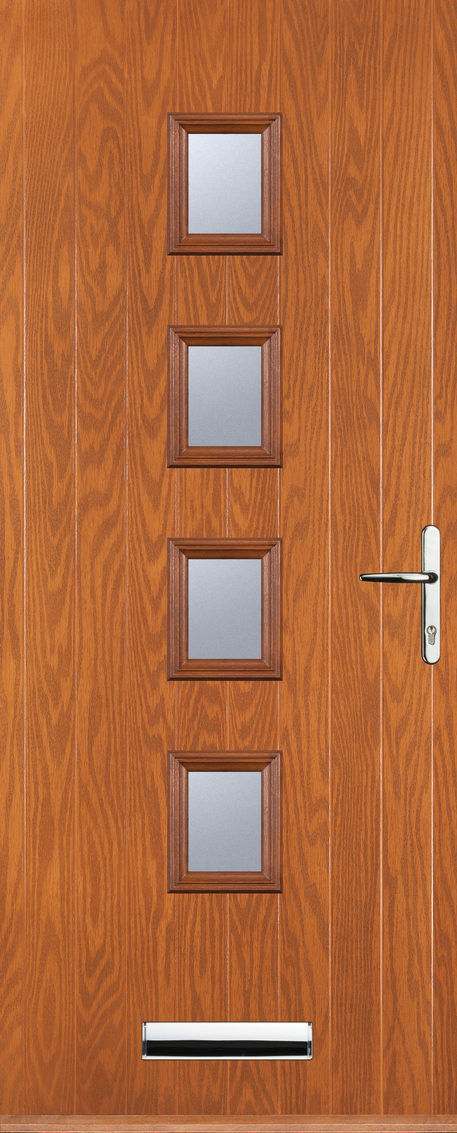 Image of Euramax 4 Square Left Hand Oak Composite Door - 920 x 2100mm