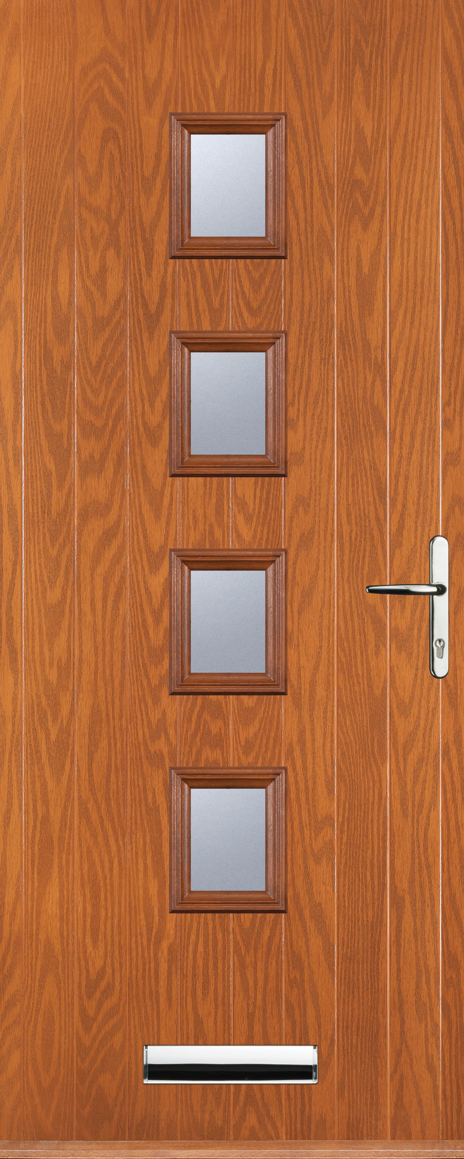 Image of Euramax 4 Square Left Hand Oak Composite Door - 880 x 2100mm