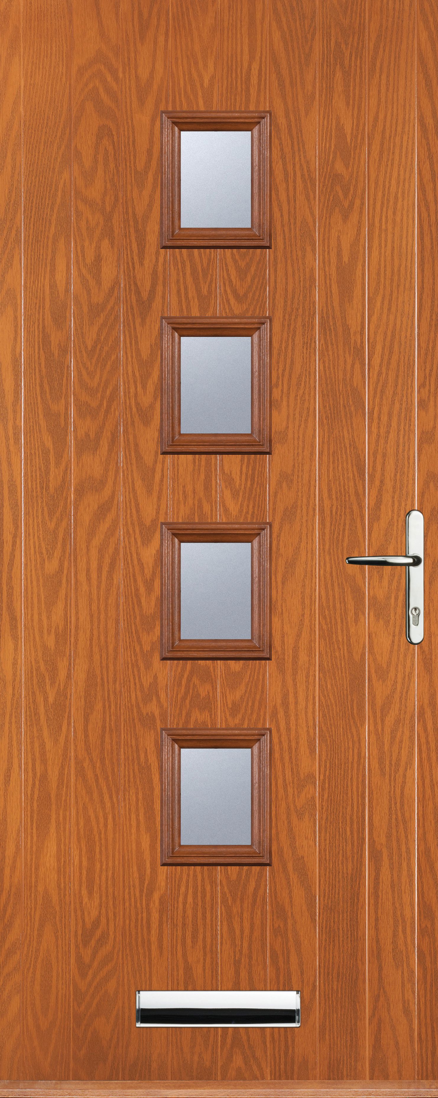 Image of Euramax 4 Square Left Hand Oak Composite Door - 840 x 2100mm
