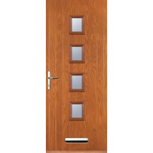 Image of Euramax 4 Square Right Hand Oak Composite Door - 920 x 2100mm