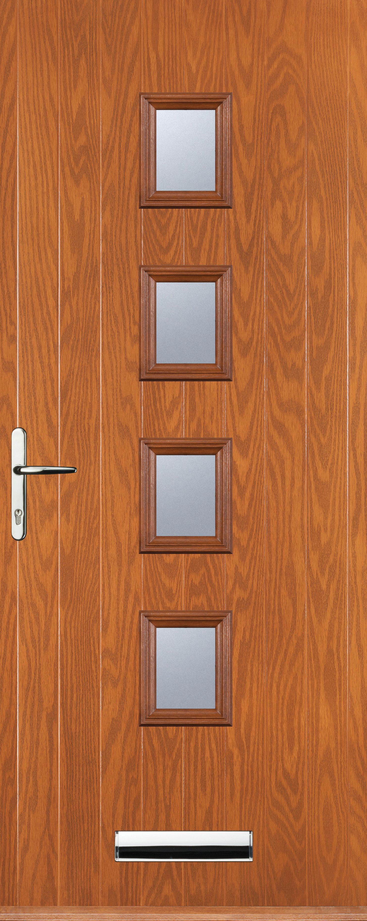 Image of Euramax 4 Square Right Hand Oak Composite Door - 880 x 2100mm