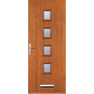 Image of Euramax 4 Square Right Hand Oak Composite Door - 880 x 2100mm