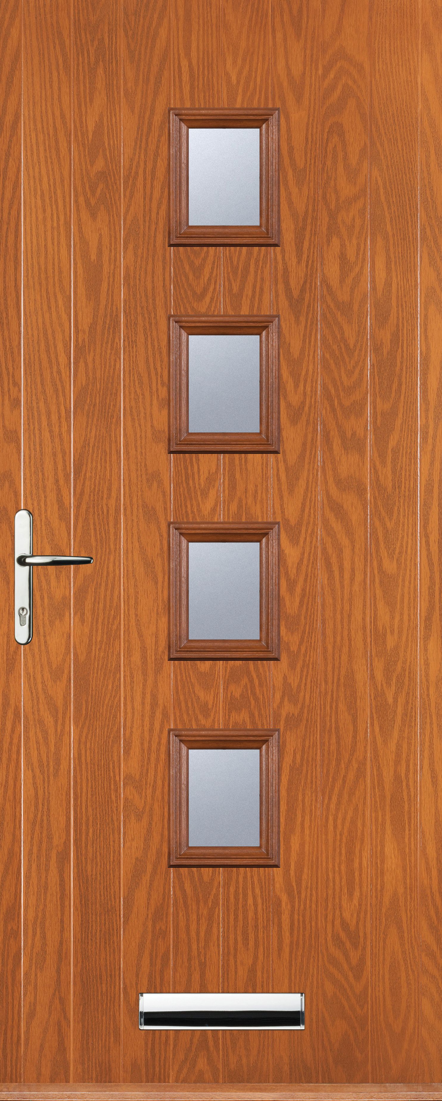 Image of Euramax 4 Square Right Hand Oak Composite Door - 840 x 2100mm