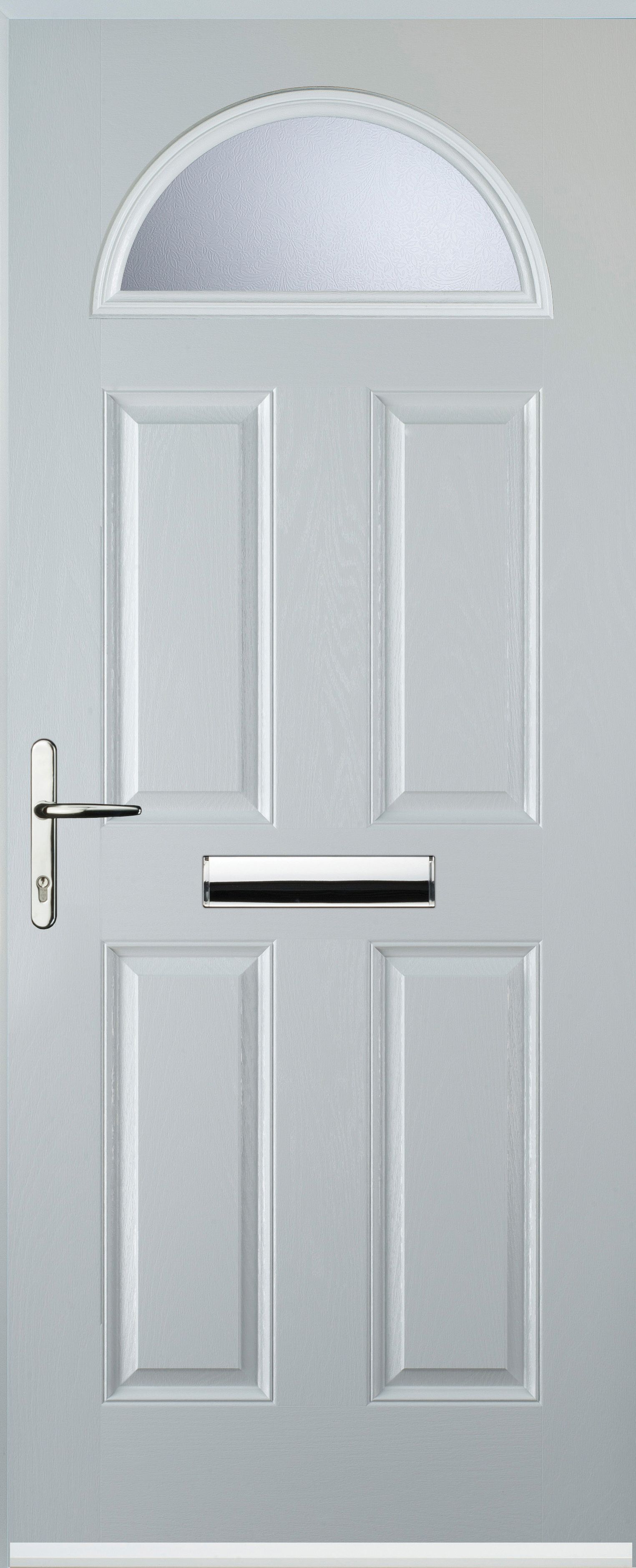 Euramax 4 Panel 1 Arch Right Hand White Composite Door - 840 x 2100mm