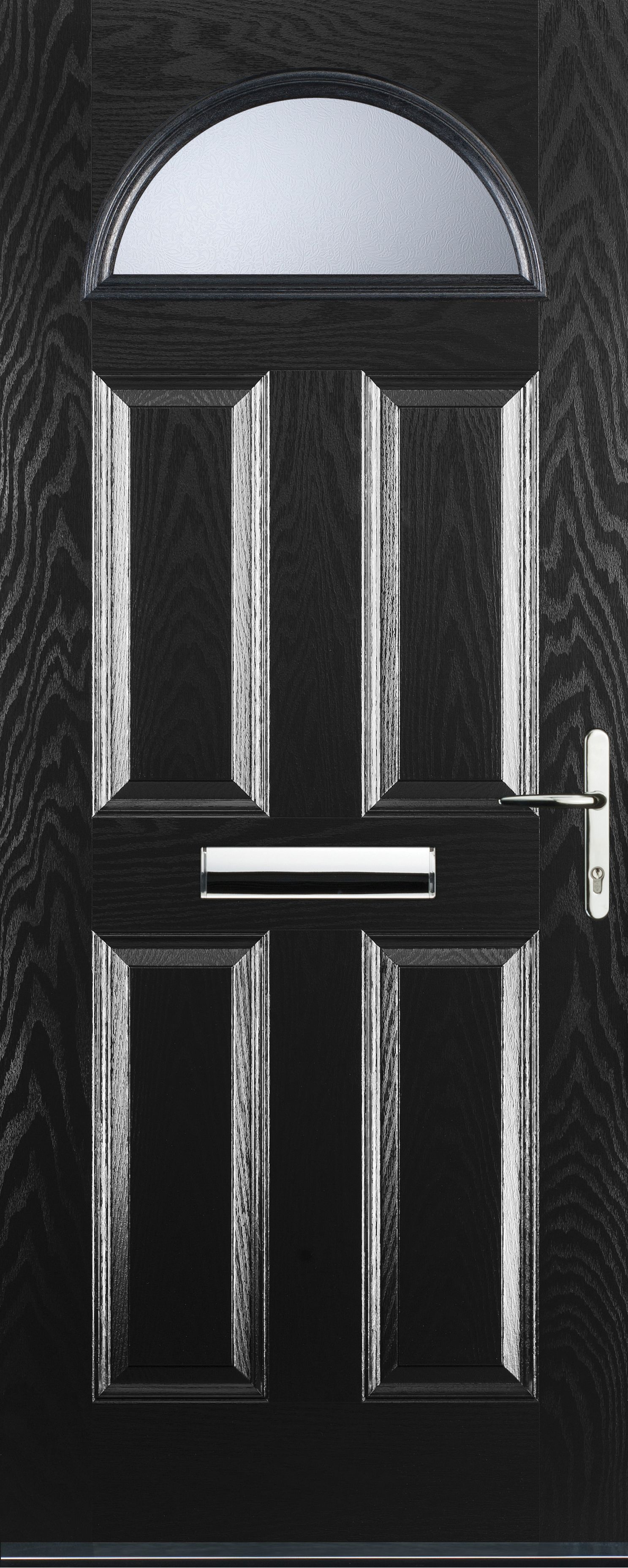 Image of Euramax 4 Panel 1 Arch Left Hand Black Composite Door - 920 x 2100mm