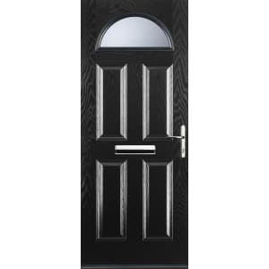 Image of Euramax 4 Panel 1 Arch Left Hand Black Composite Door - 920 x 2100mm