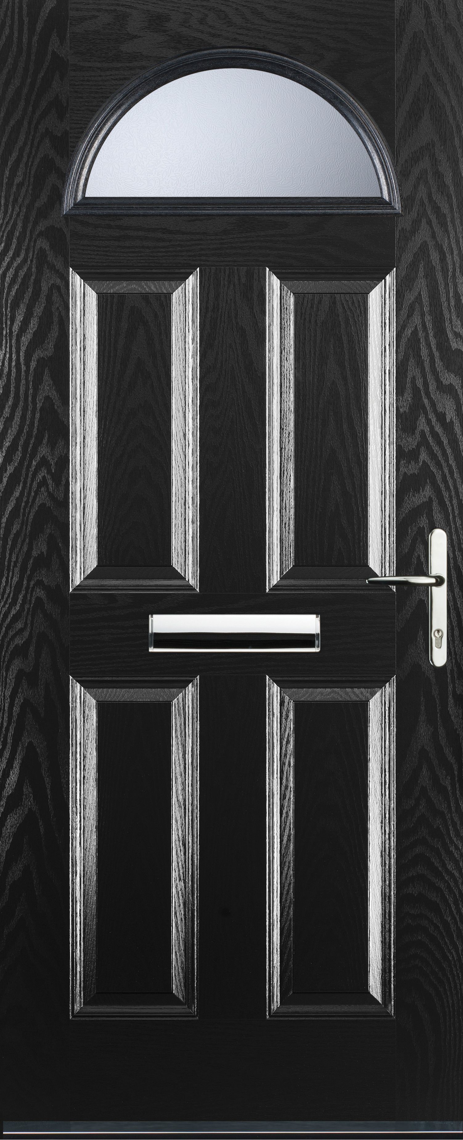 Image of Euramax 4 Panel 1 Arch Left Hand Black Composite Door - 880 x 2100mm