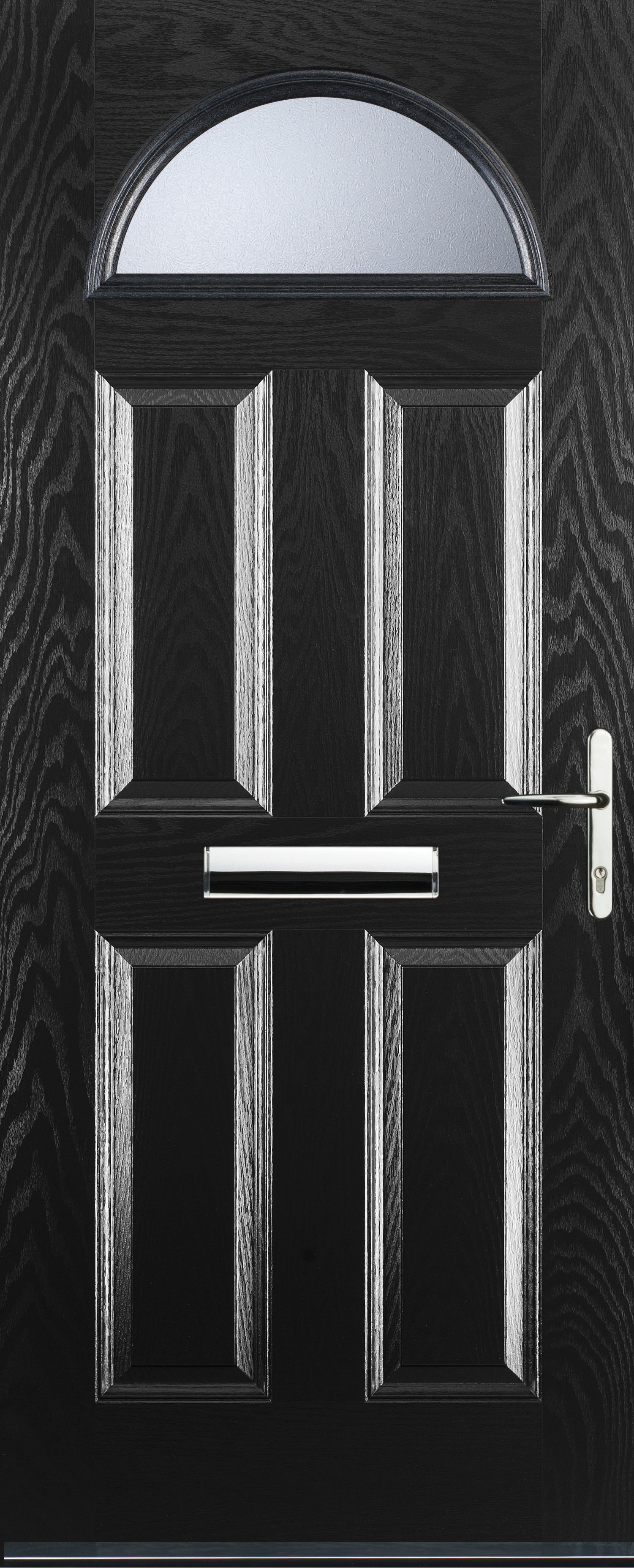 Image of Euramax 4 Panel 1 Arch Left Hand Black Composite Door - 840 x 2100mm