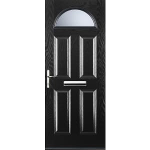 Image of Euramax 4 Panel 1 Arch Right Hand Black Composite Door - 920 x 2100mm