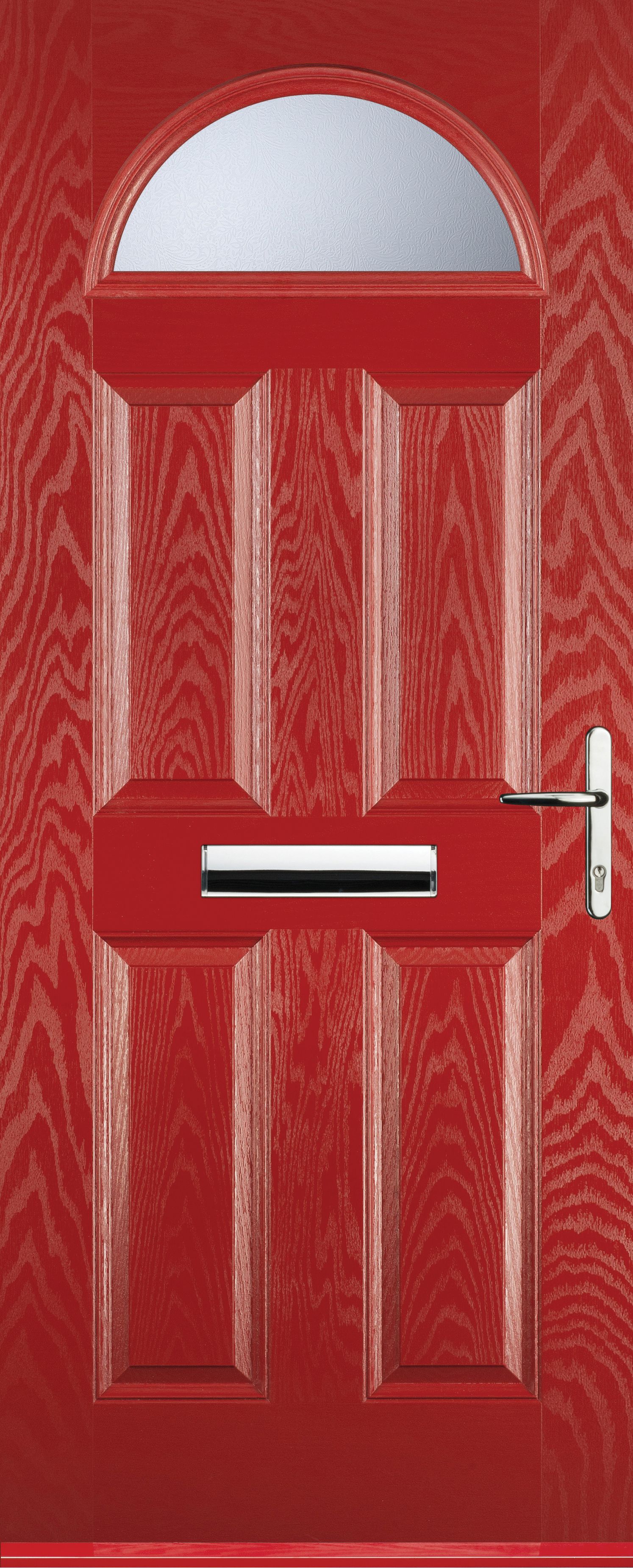 Euramax 4 Panel 1 Arch Left Hand Red Composite Door - 920 x 2100mm