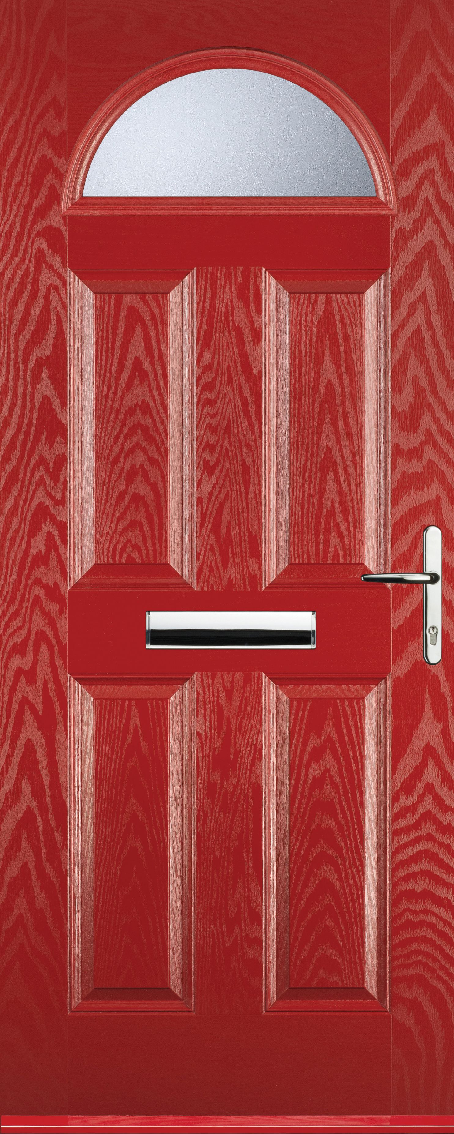 Euramax 4 Panel 1 Arch Left Hand Red Composite Door - 880 x 2100mm