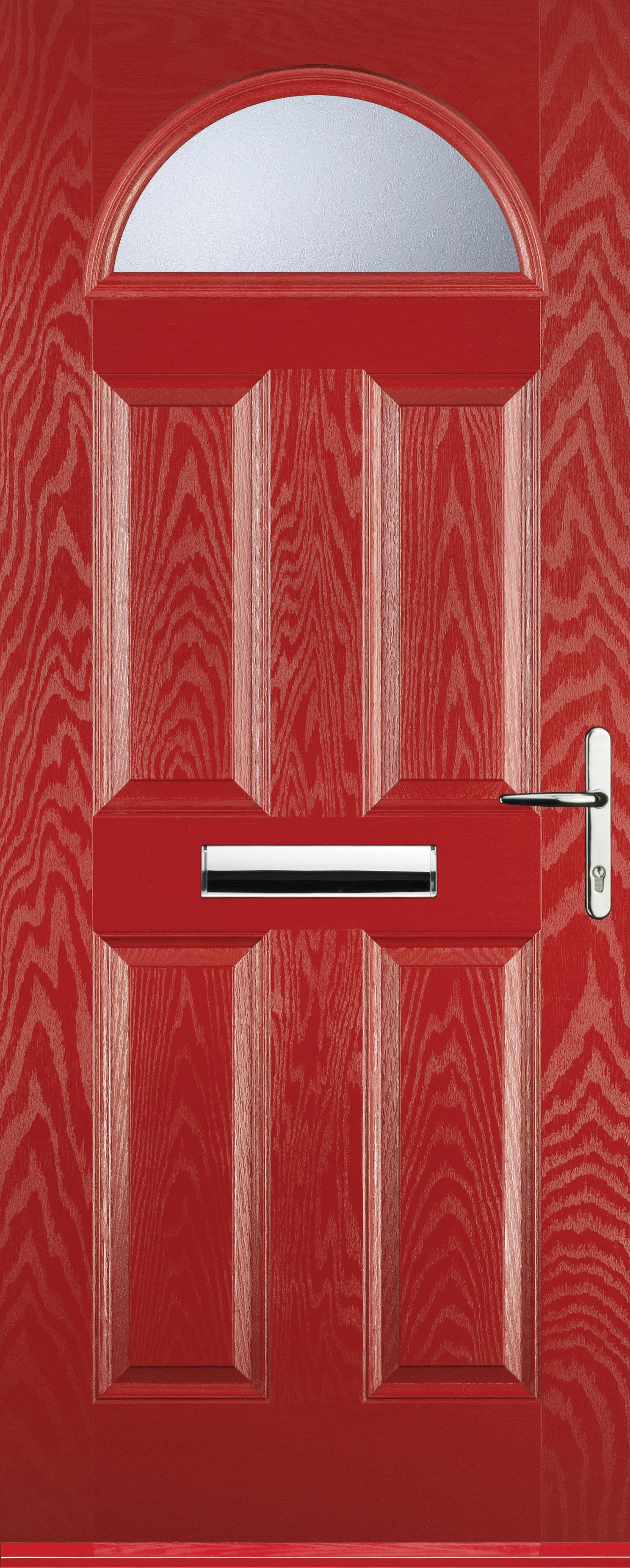 Image of Euramax 4 Panel 1 Arch Left Hand Red Composite Door - 840 x 2100mm