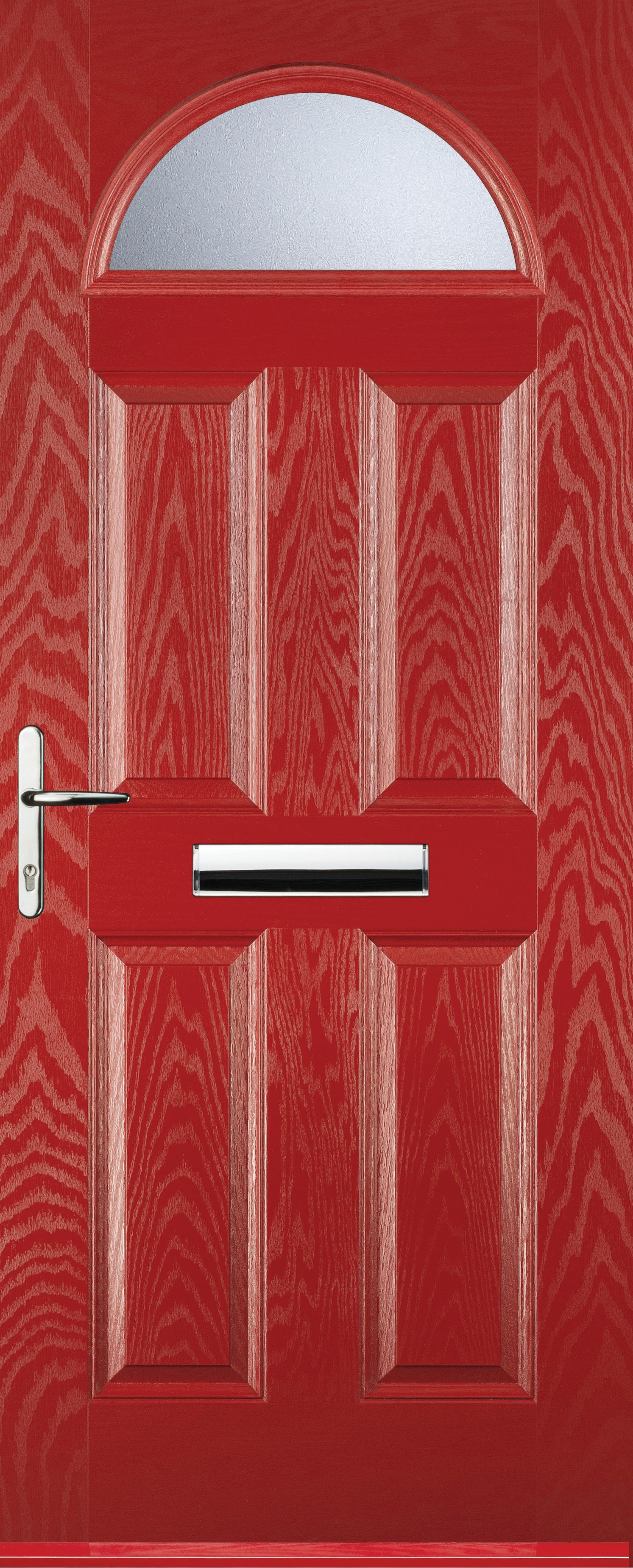 Euramax 4 Panel 1 Arch Right Hand Red Composite Door - 920 x 2100mm
