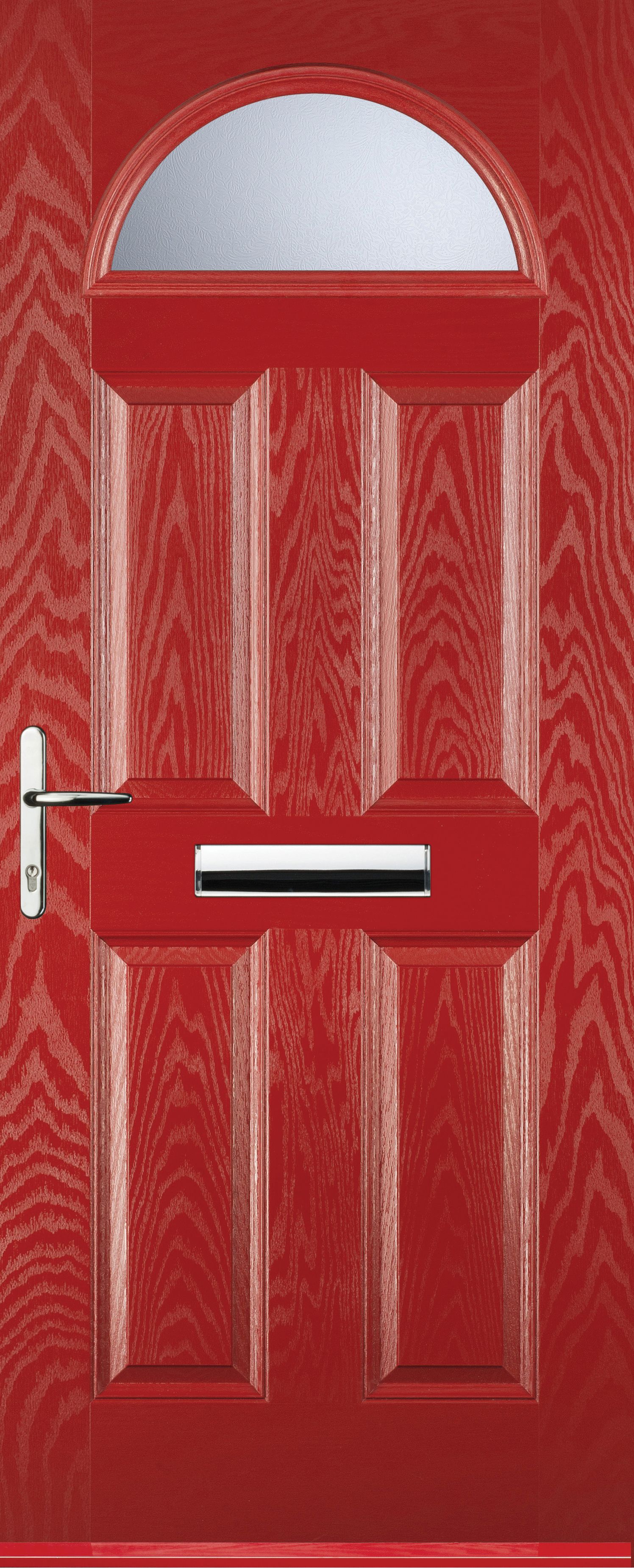 Euramax 4 Panel 1 Arch Right Hand Red Composite Door - 880 x 2100mm