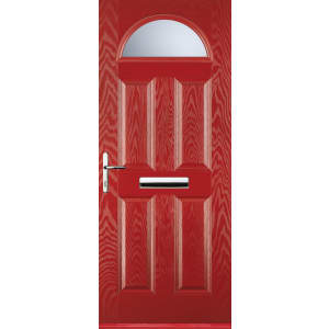 Image of Euramax 4 Panel 1 Arch Right Hand Red Composite Door - 880 x 2100mm