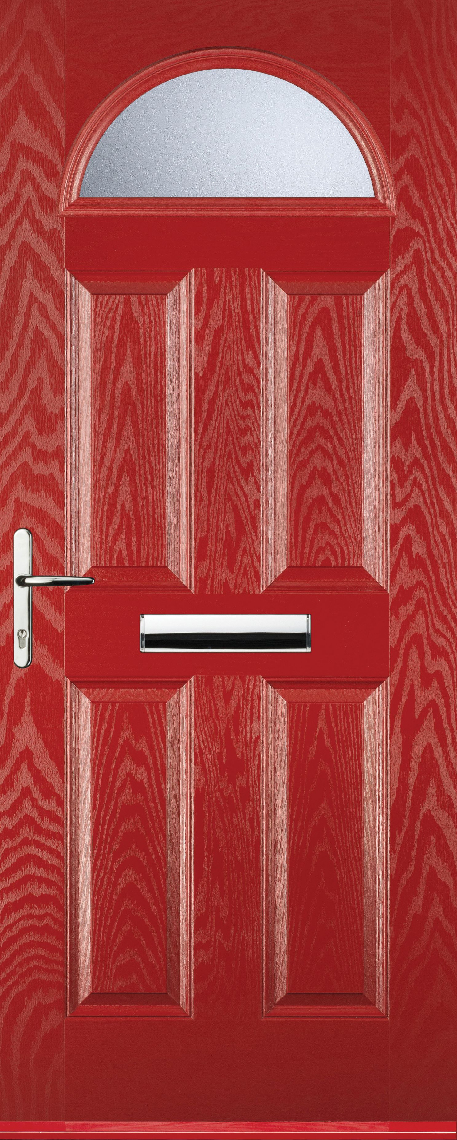 Image of Euramax 4 Panel 1 Arch Right Hand Red Composite Door - 840 x 2100mm