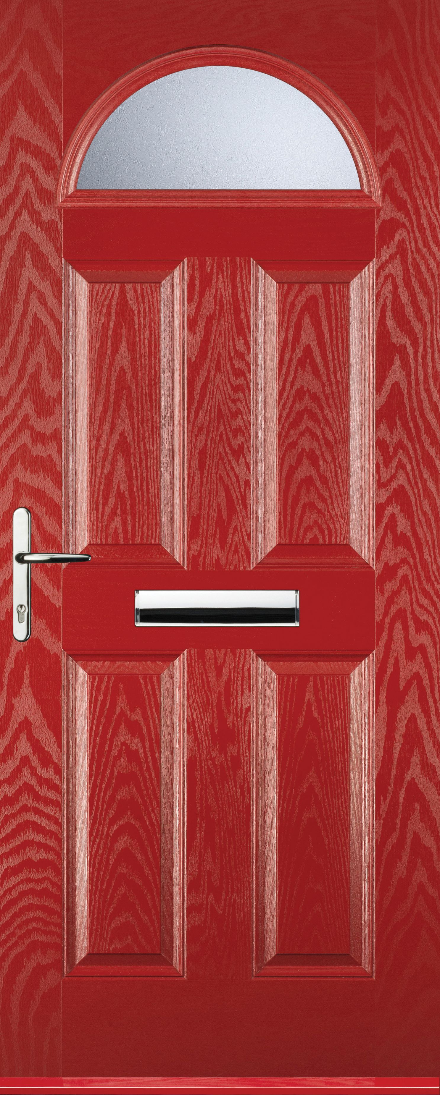 Euramax 4 Panel 1 Arch Right Hand Red Composite Door - 840 x 2100mm