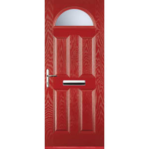 Image of Euramax 4 Panel 1 Arch Right Hand Red Composite Door - 840 x 2100mm