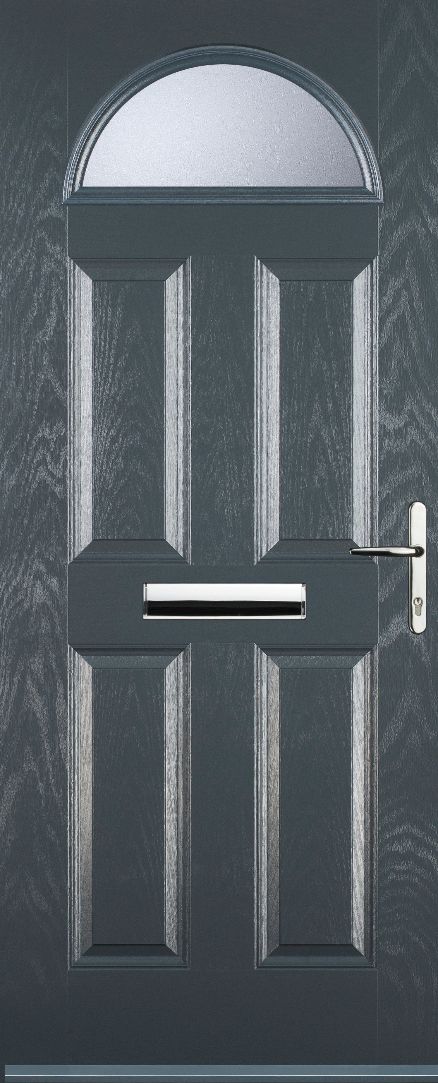 Euramax 4 Panel 1 Arch Left Hand Grey Composite Door - 920 x 2100mm