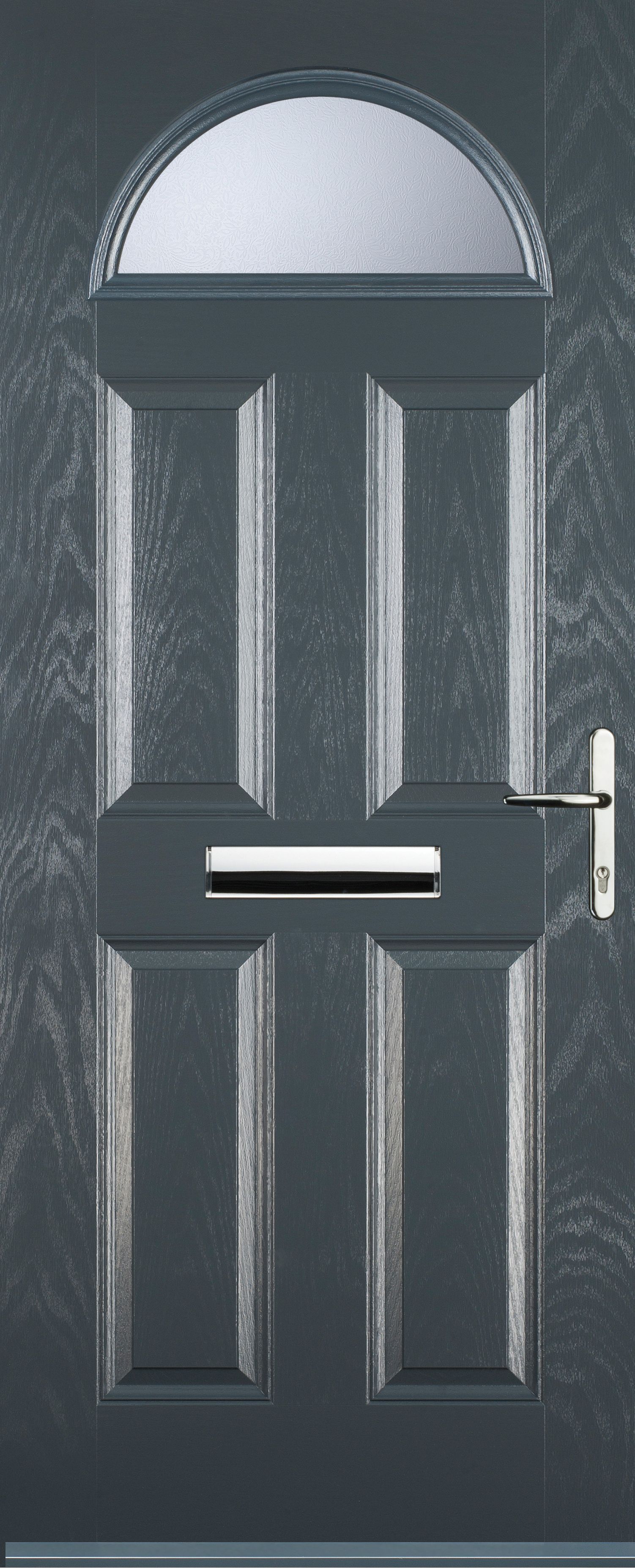 Euramax 4 Panel 1 Arch Left Hand Grey Composite Door - 840 x 2100mm