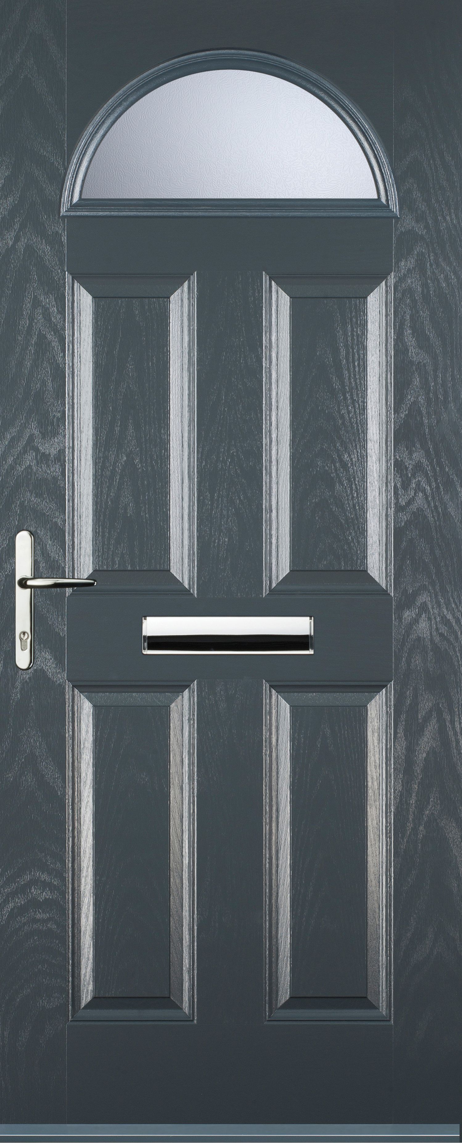 Image of Euramax 4 Panel 1 Arch Right Hand Grey Composite Door - 920 x 2100mm