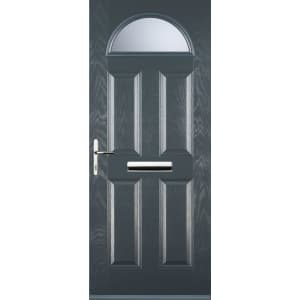 Image of Euramax 4 Panel 1 Arch Right Hand Grey Composite Door - 880 x 2100mm