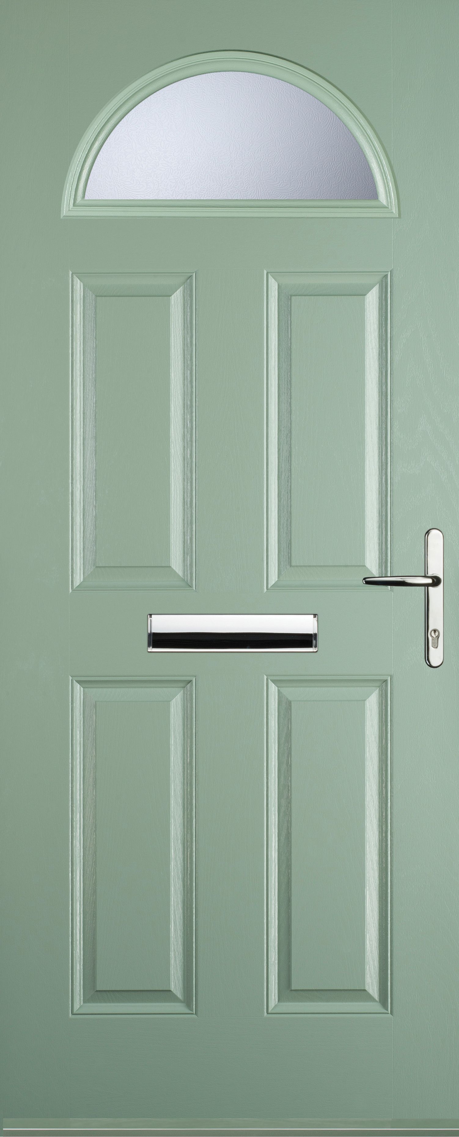 Image of Euramax 4 Panel 1 Arch Left Hand Chartwell Green Composite Door - 920 x 2100mm