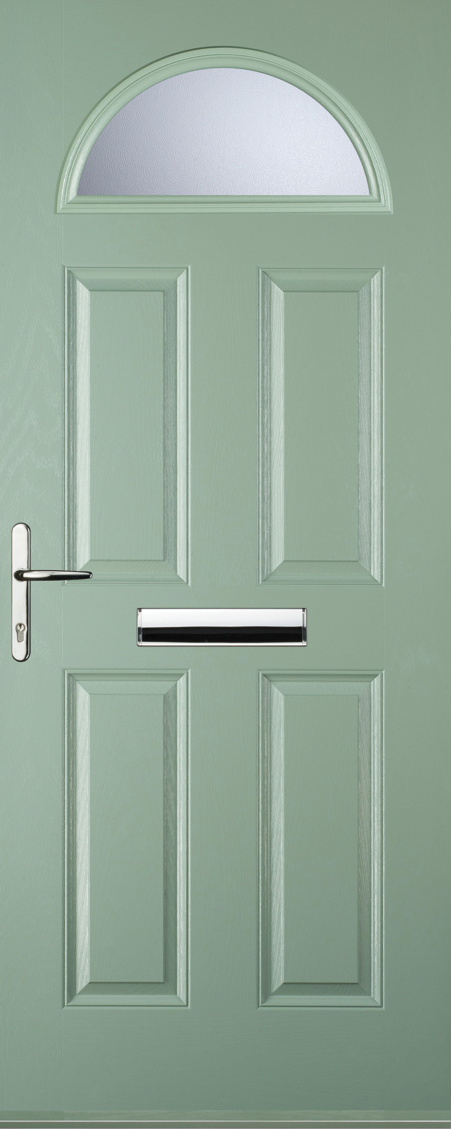 Image of Euramax 4 Panel 1 Arch Right Hand Chartwell Green Composite Door - 880 x 2100mm