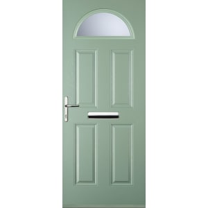 Euramax 4 Panel 1 Arch Chartwell Green Right Hand Composite Door
