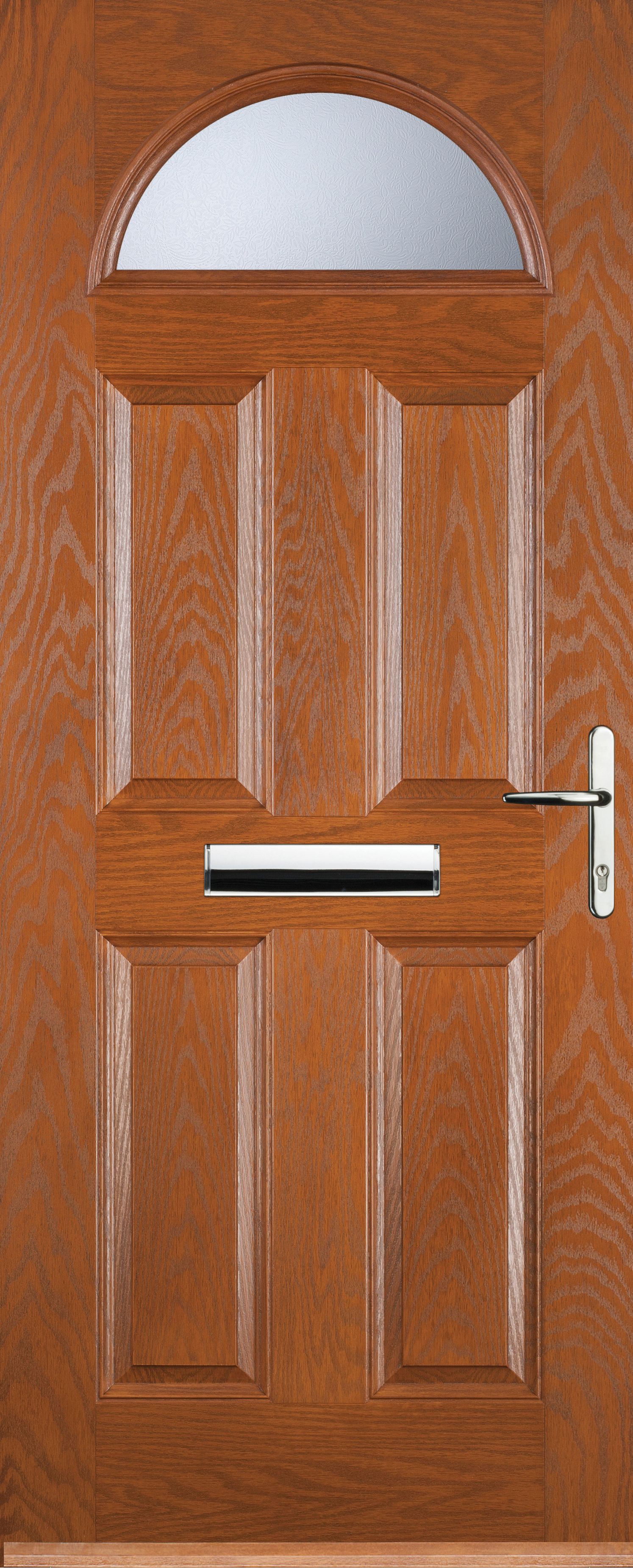 Euramax 4 Panel 1 Arch Left Hand Oak Composite Door - 920 x 2100mm