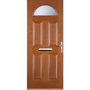 Image of Euramax 4 Panel 1 Arch Left Hand Oak Composite Door - 920 x 2100mm