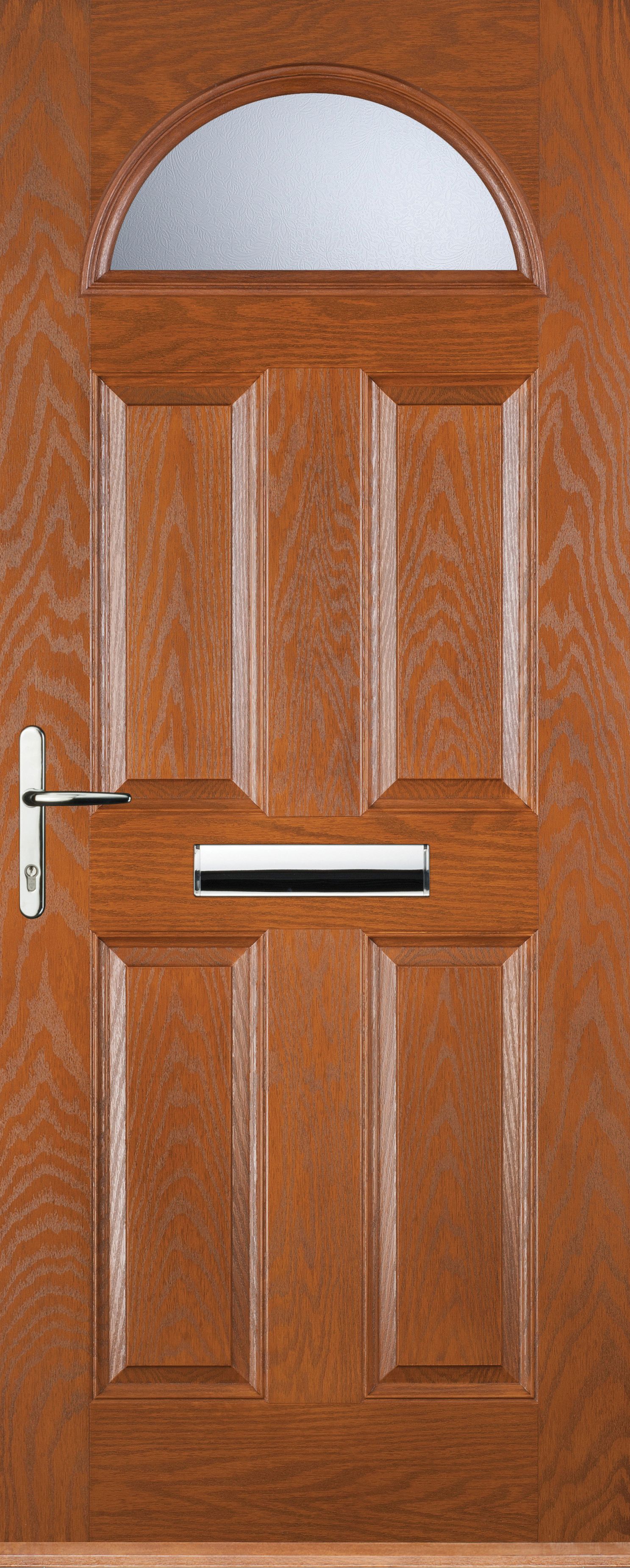 Image of Euramax 4 Panel 1 Arch Right Hand Oak Composite Door - 920 x 2100mm